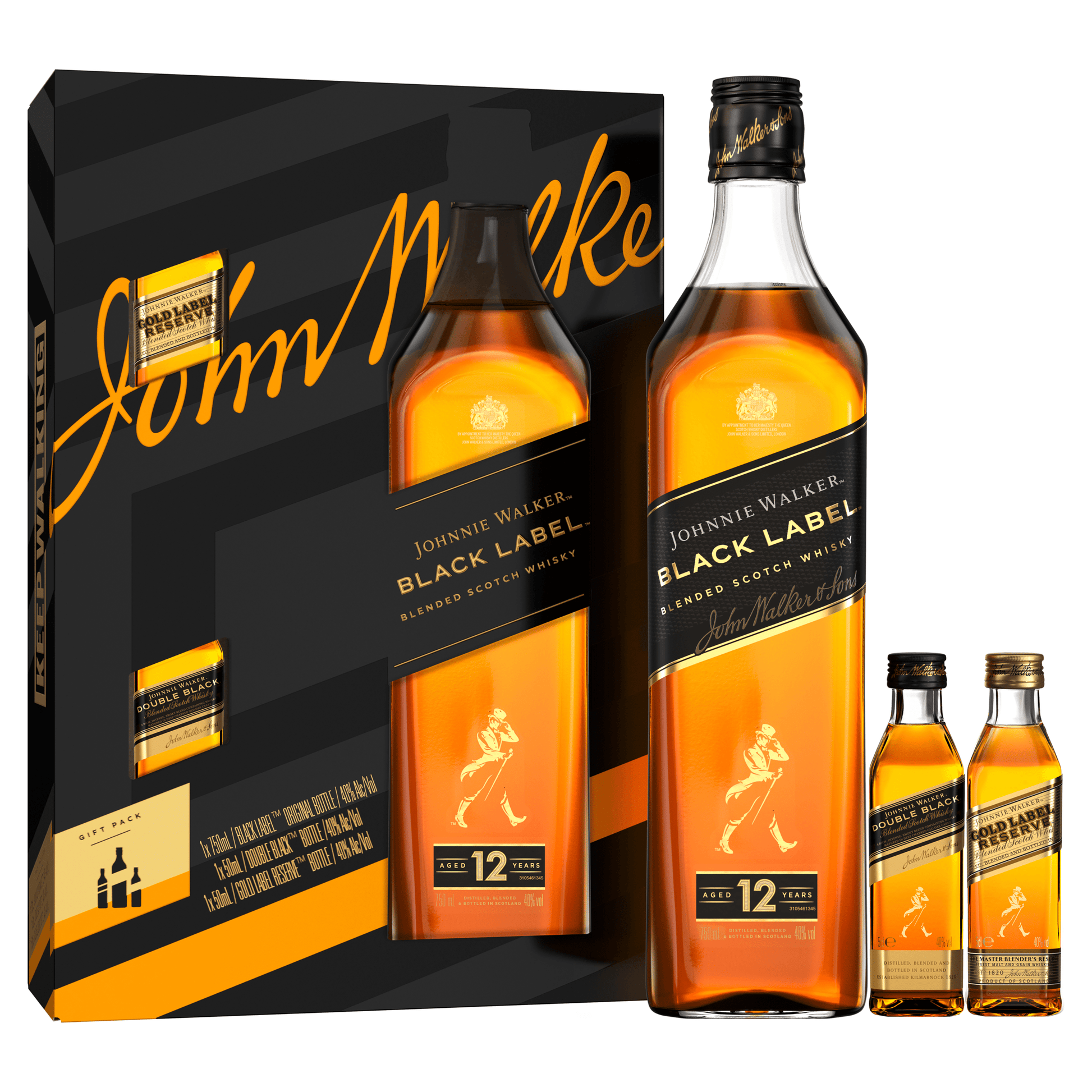 Johnnie Walker Black Label Blended Scotch Whisky Gift Pack 8