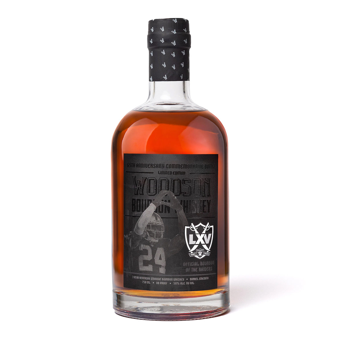 Woodson Whiskey 65th Anniversary Raiders “Blackout” Limited Edition Commemorative Bottle 750 ml
