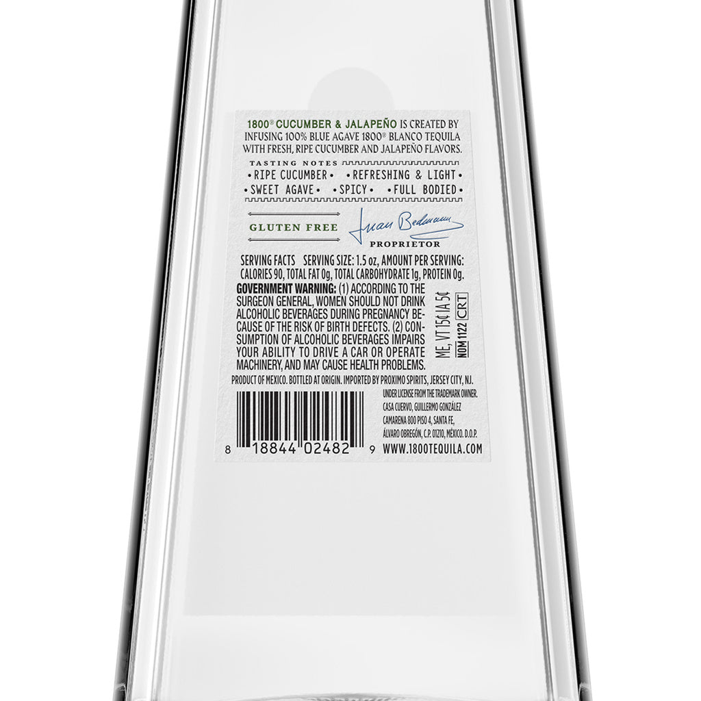 1800 Cucumber and Jalapeno Tequila Blanco 750 ml product image 6