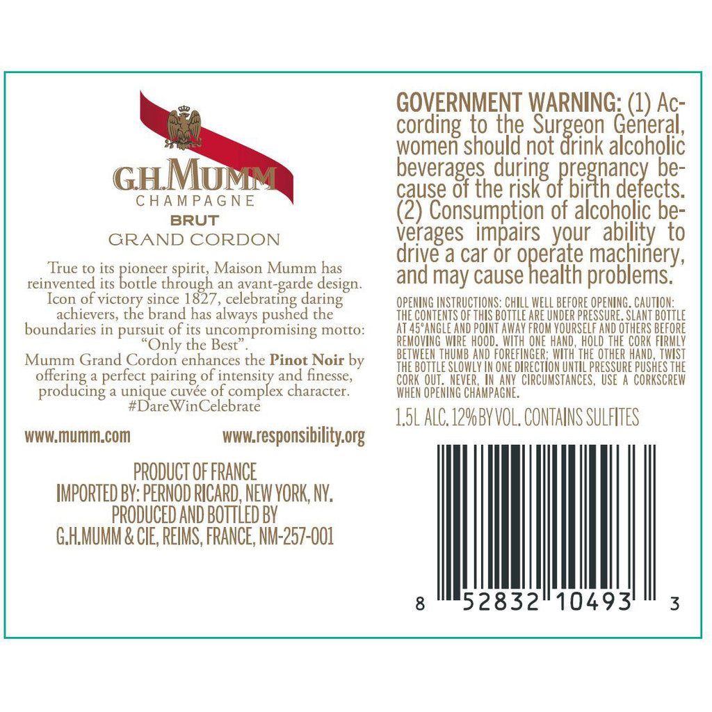 G.H. Mumm G.H. Mumm Grand Cordon Brut Champagne 750 ml product image 2