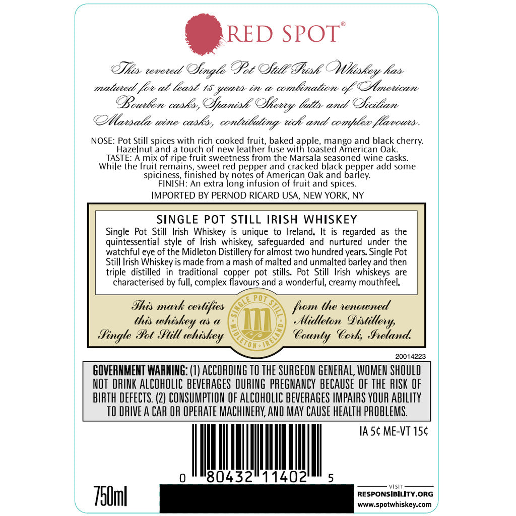 Red Spot Irish Whiskey 15 Year 750 ml product image 4