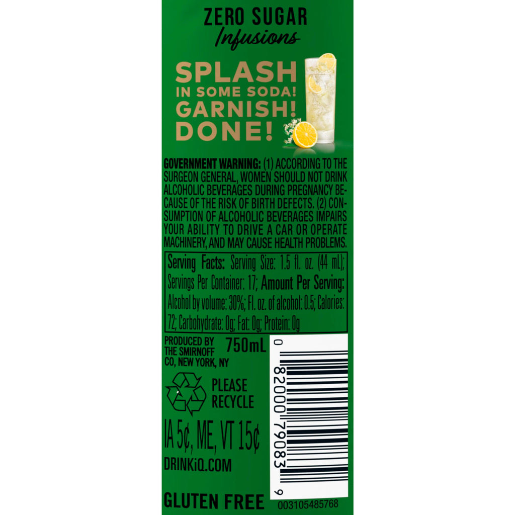 Smirnoff Zero Sugar Infusions Lemon and Elderflower 750 ml product image 4