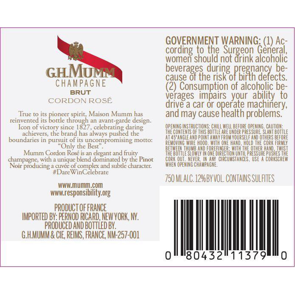 G.H. Mumm Grand Cordon Rosa Brut Champagne 750 ml product image 9