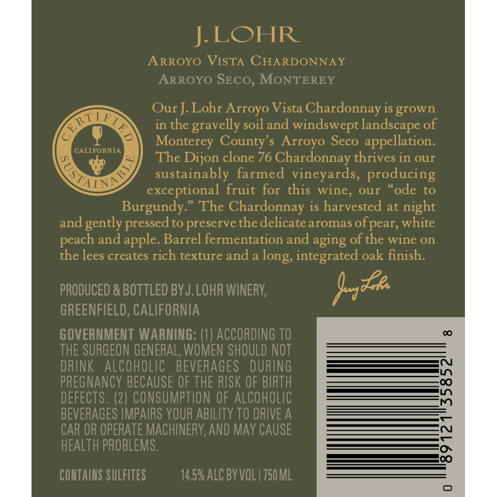J. Lohr Vineyards Arroyo Vista Chardonnay 2019 750 ml product image 4