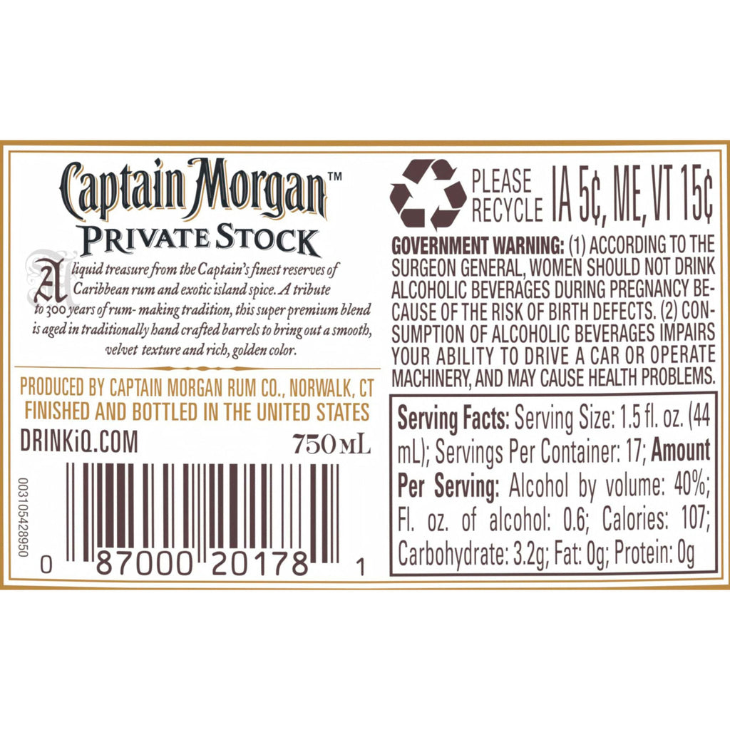 Captain Morgan Private Stock Rum 750 ml product image 2