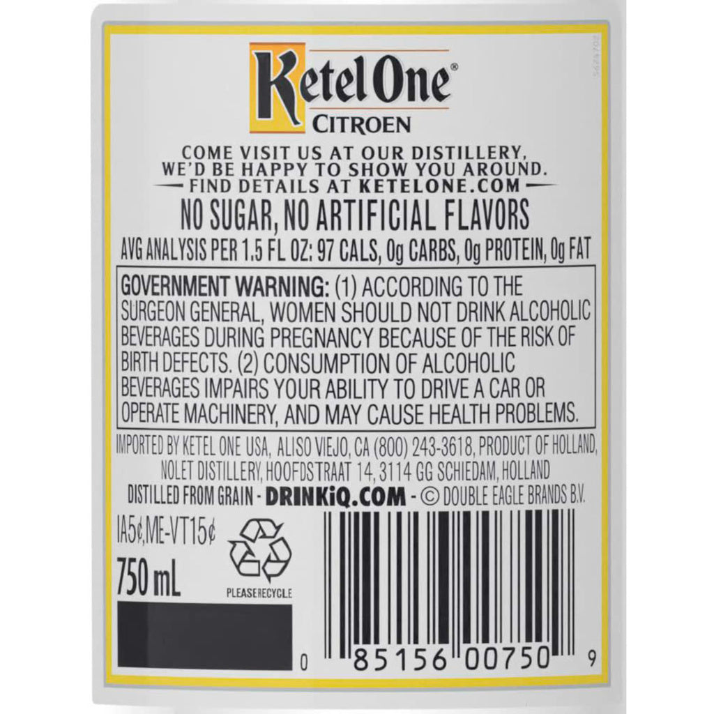 Ketel One Citroen Lemons and Lime 750 ml product image 2