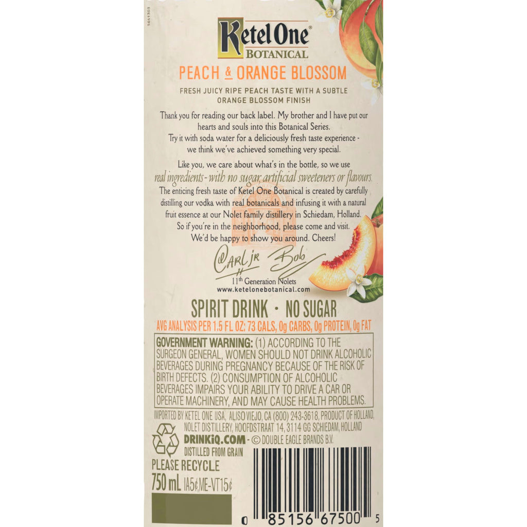 Ketel One Botanical Peach and Orange Blossom 750 ml product image 6