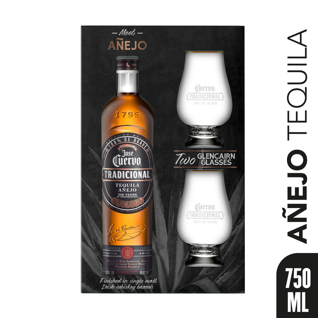 Jose Cuervo Traditional Añejo Glencairn Two Glasses 750 ml