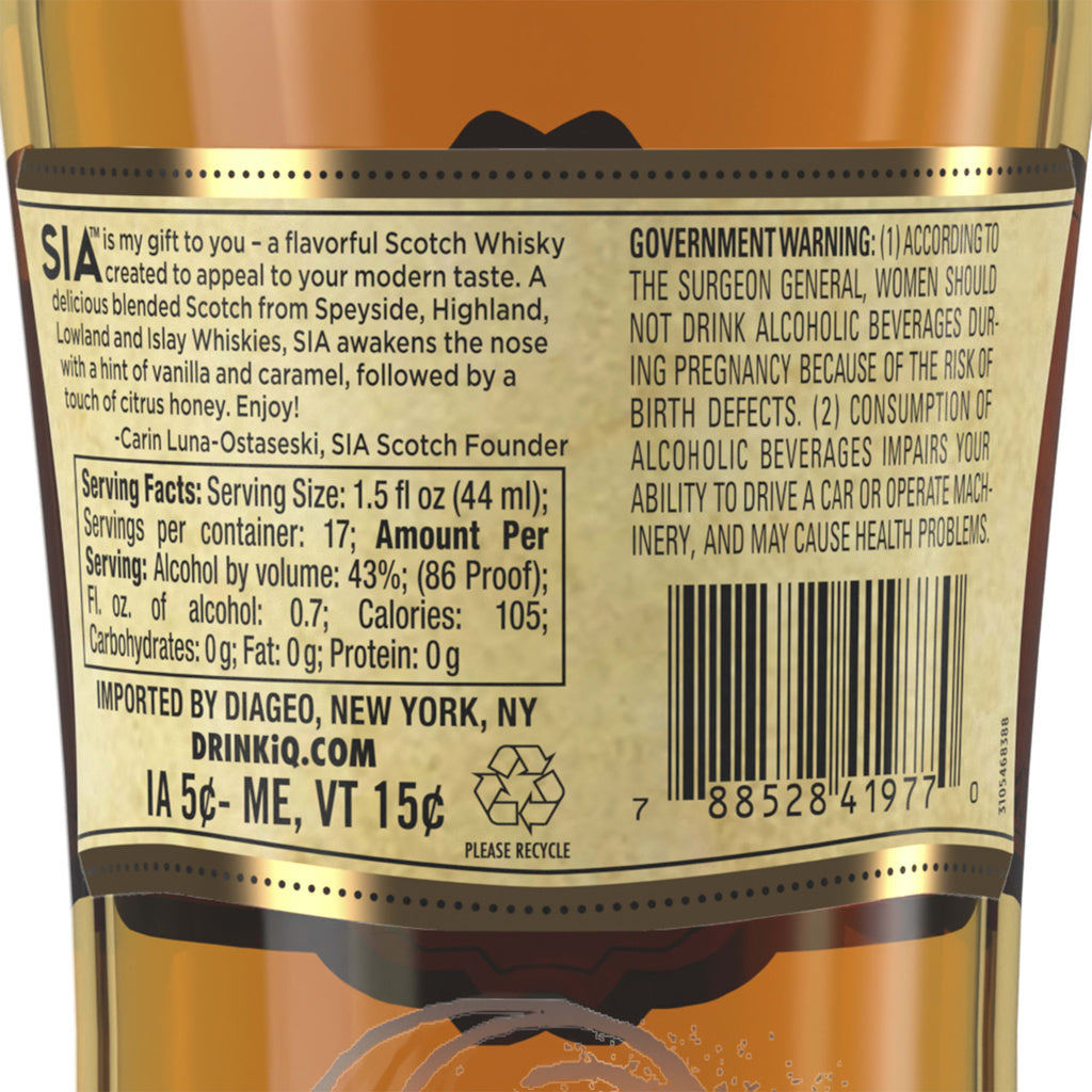 SIA Blended Scotch Whiskey 86 Proof 750 ml product image 3