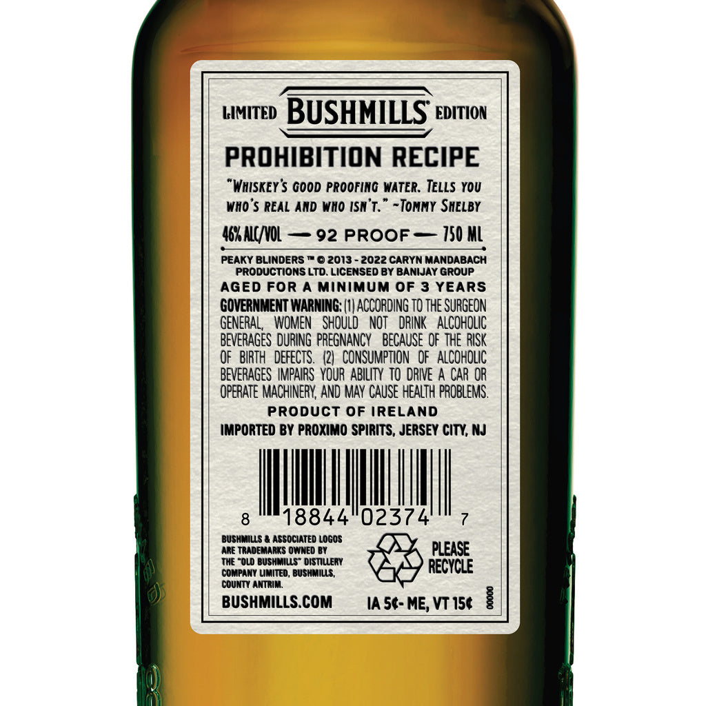 Bushmills Prohibition Recipe Irish Whiskey Limited Edition 750 ml product image 7