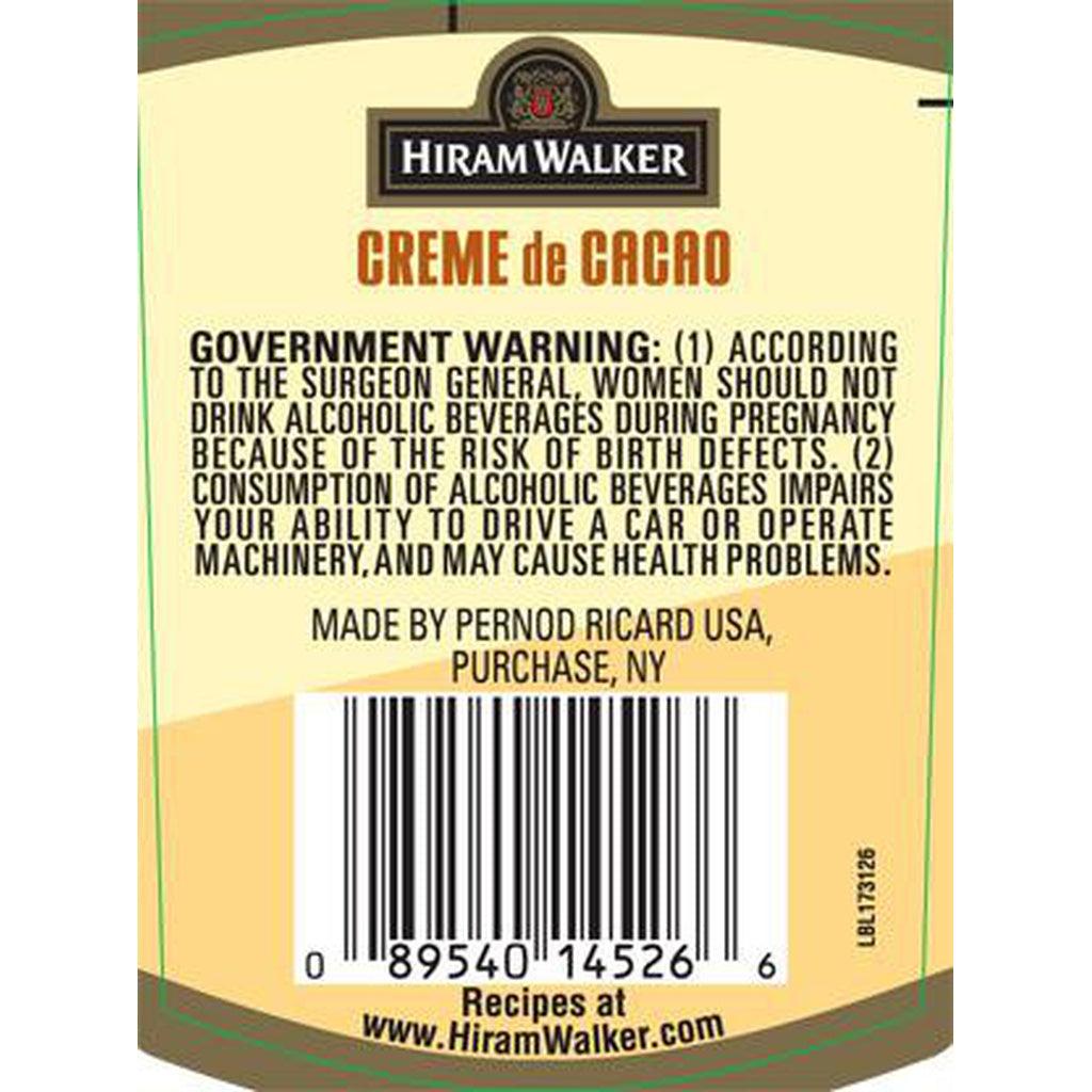 Hiram Walker Creme De Cacao Light 750 ml product image 2