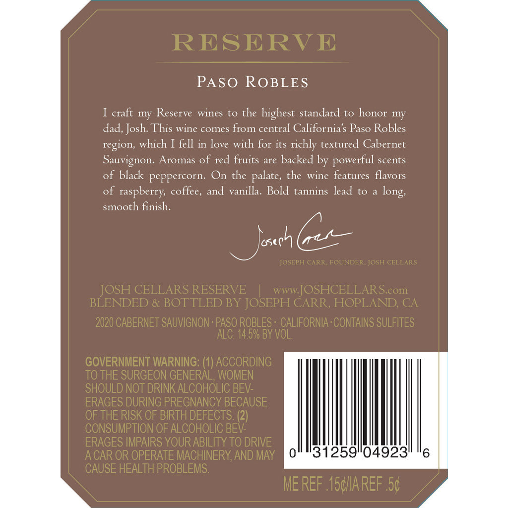 Josh Cellars Reserve Paso Robles 750 ml product image 8