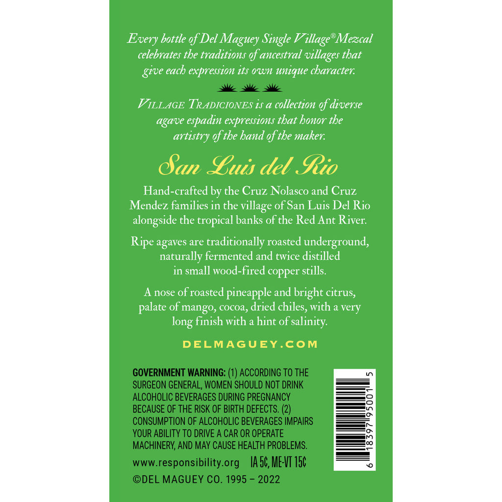 Del Maguey Single Village Mezcal San Luis Del Rio Proof 93 750 ml product image 16