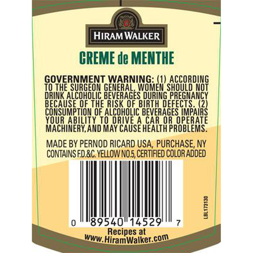 Hiram Walker Creme de Menthe Cocktail Mixers 750 ml product image 5