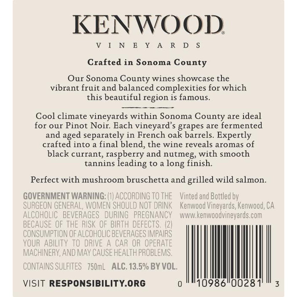 Kenwood Sonoma County Pinot Noir 2016 750 ml product image 5