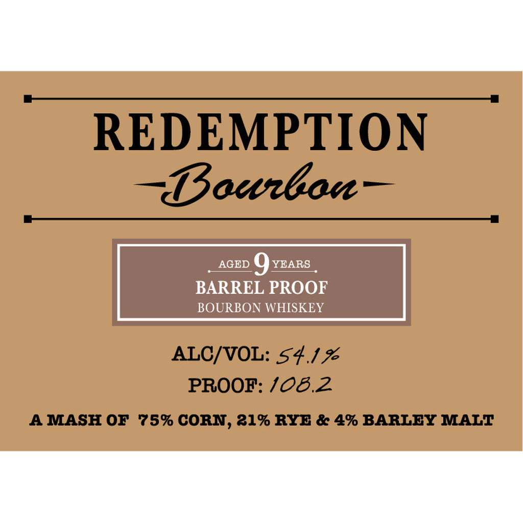 Redemption 9 Year Old Barrel Proof Bourbon Whiskey 750 ml product image 3