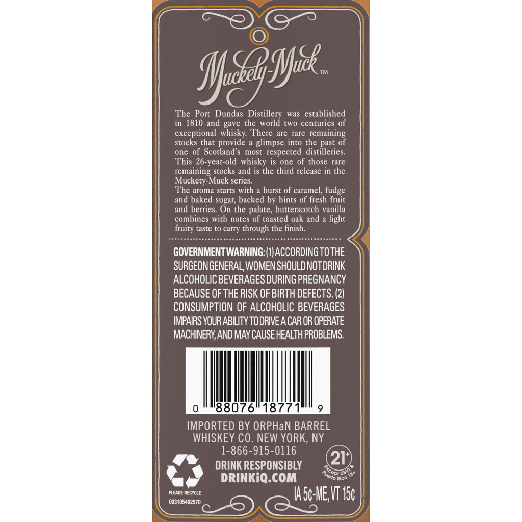 Orphan Barrel Muckety Muck Single Grain Scotch 26 year 750 ml product image 7