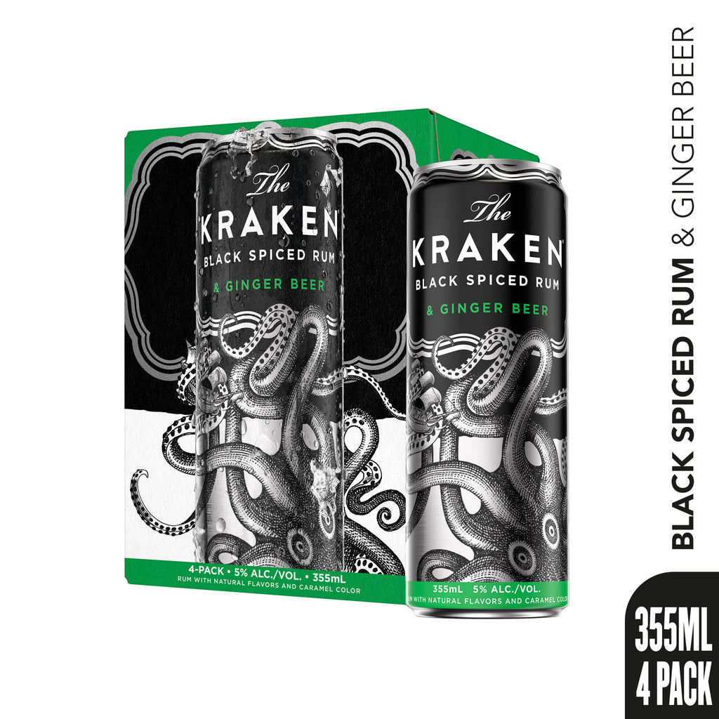 The Kraken Black Spiced Rum and Ginger Beer (4 Pack) 355 ml