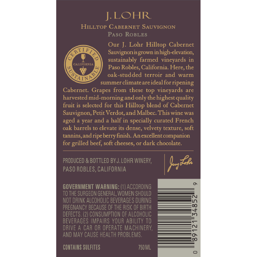 J. Lohr Hilltop Cabernet Sauvignon 750 ml product image 9