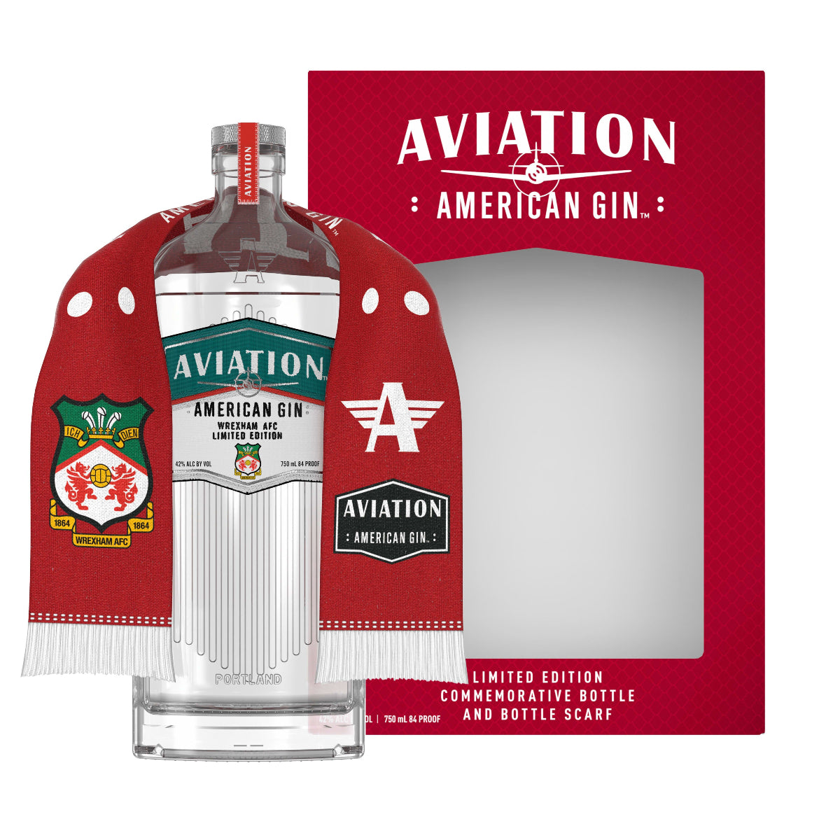 Aviation Gin Wrexham AFC Commemorative Bottle & Scarf Gift Set 750 ml