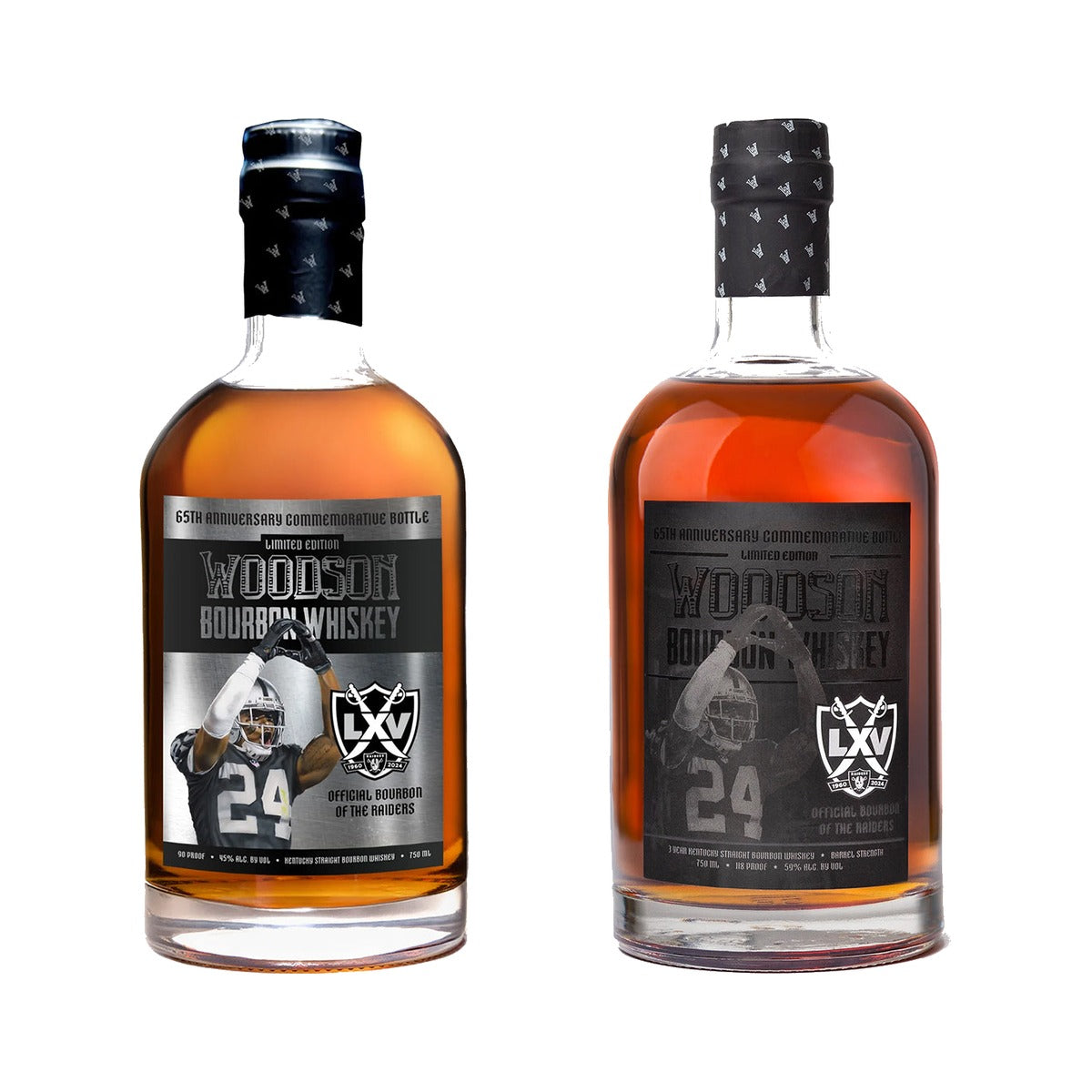 Woodson Raiders Limited Edition Duo 2 bottles — 65th Anniversary Raiders LE: 750 ml, Raiders Blackout LE: 750 ml