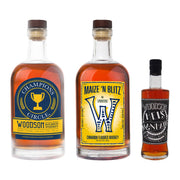 Woodson Whiskey starter trio — Champions Circle bourbon, Maize N Blitz and Heis Manhattan