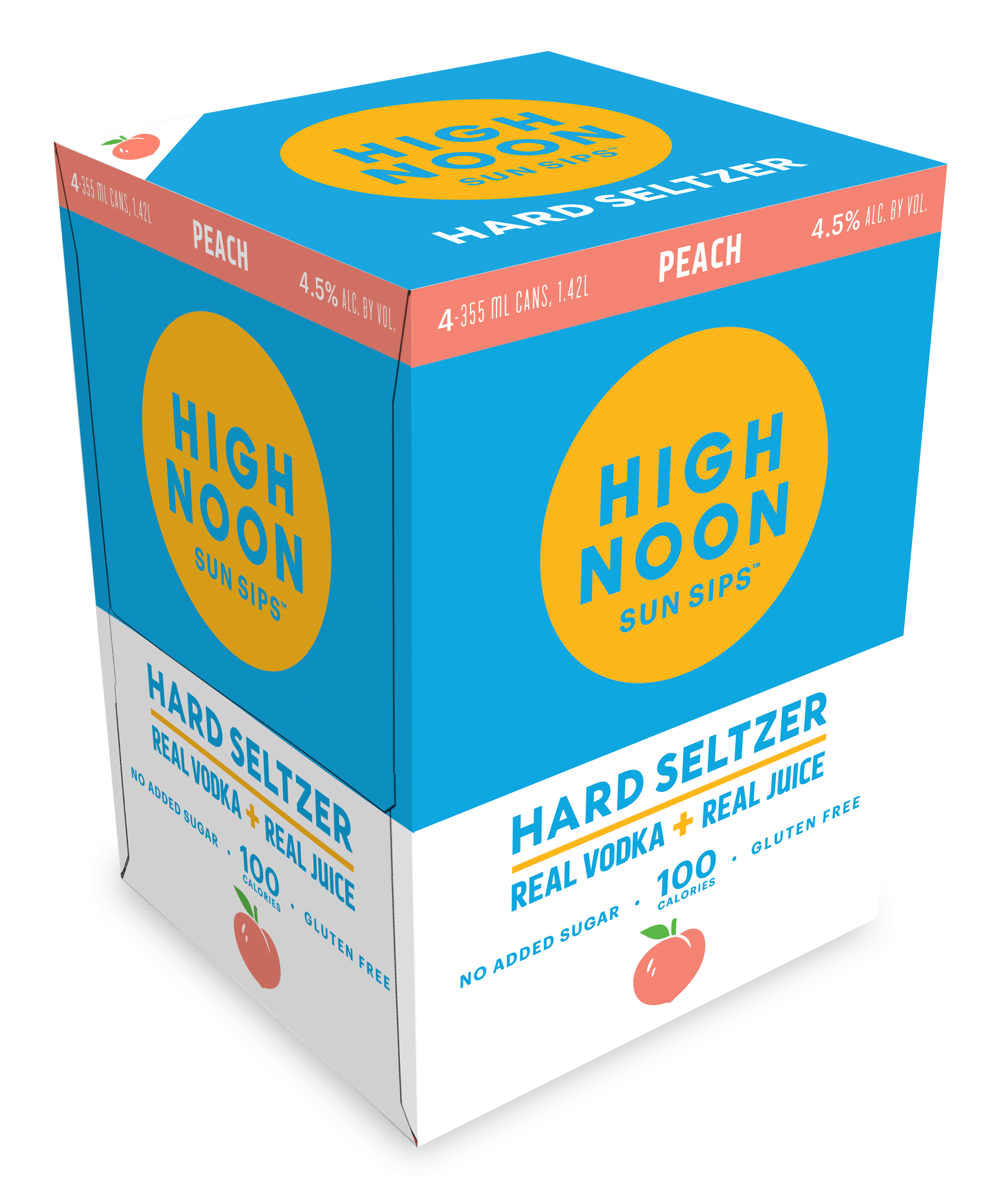 High Noon Sun Sips Hard Seltzer Peach (4 Pack) 355ml
