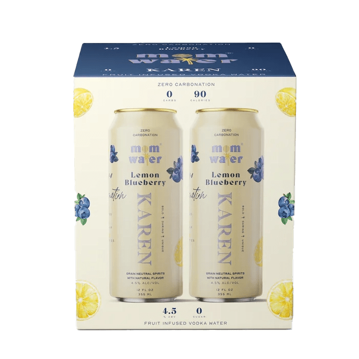 Mom Water Karen Lemon Blueberry Fruit Infused Vodka Water (4 Pack)