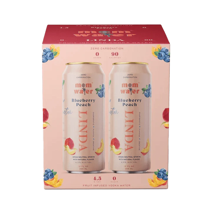 Mom Water Linda Blueberry Peach ( 4 Pack ) 12 fl oz