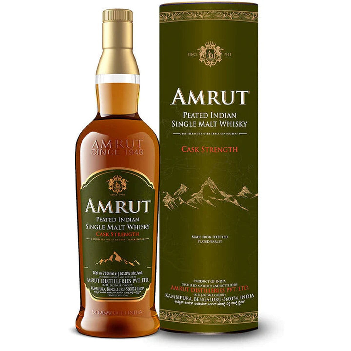 AMRUT Peated Indian Single Malt Whiskey CASK STRENGTH 750 ml