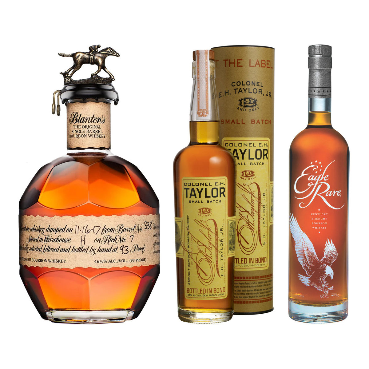 Blanton's, E.H. Taylor & Eagle Rare Bundle 700 ml + 750 ml + 750 ml