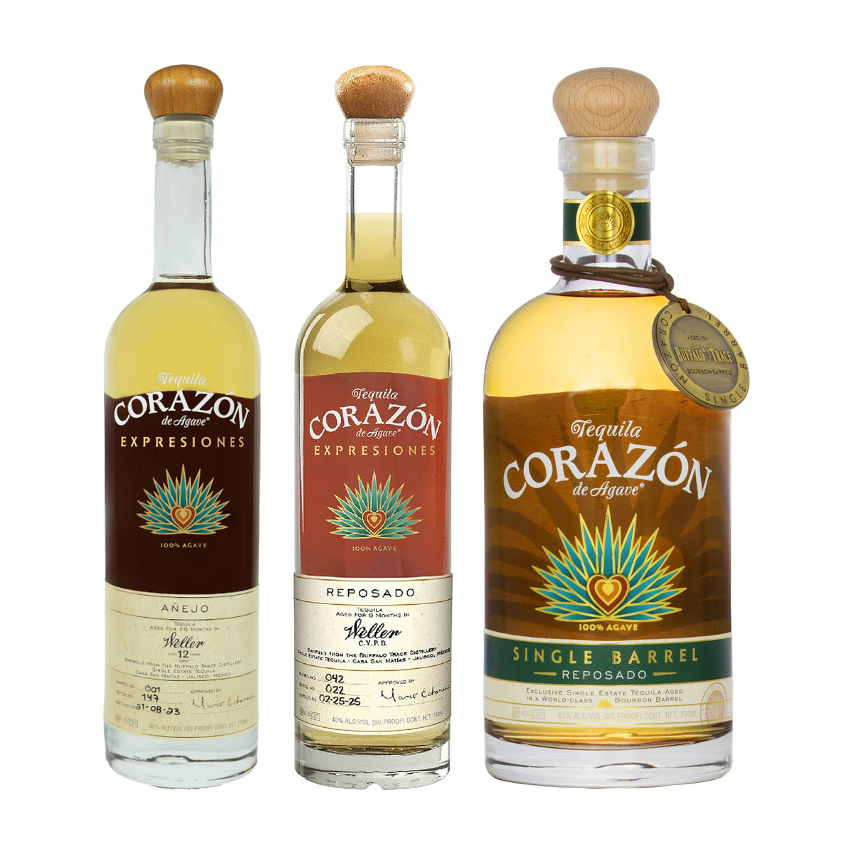 Corazon Expresiones Bundle - Weller 12 Year, Weller CYPB & Blanton's Barrel Finish 3 x 750 ml