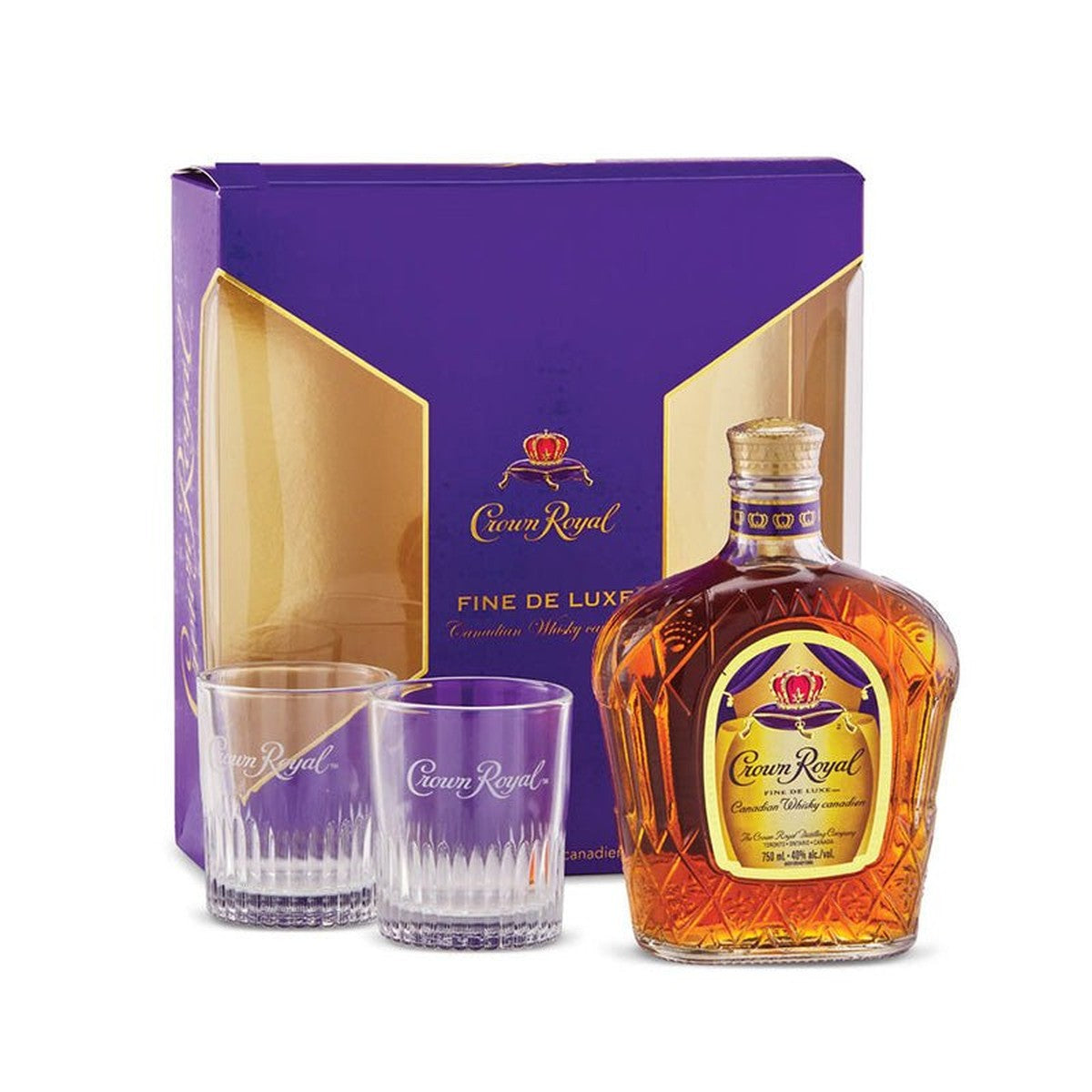 Crown Royal Canadian Whiskey Gift Set with 2 Glasses 750 ml