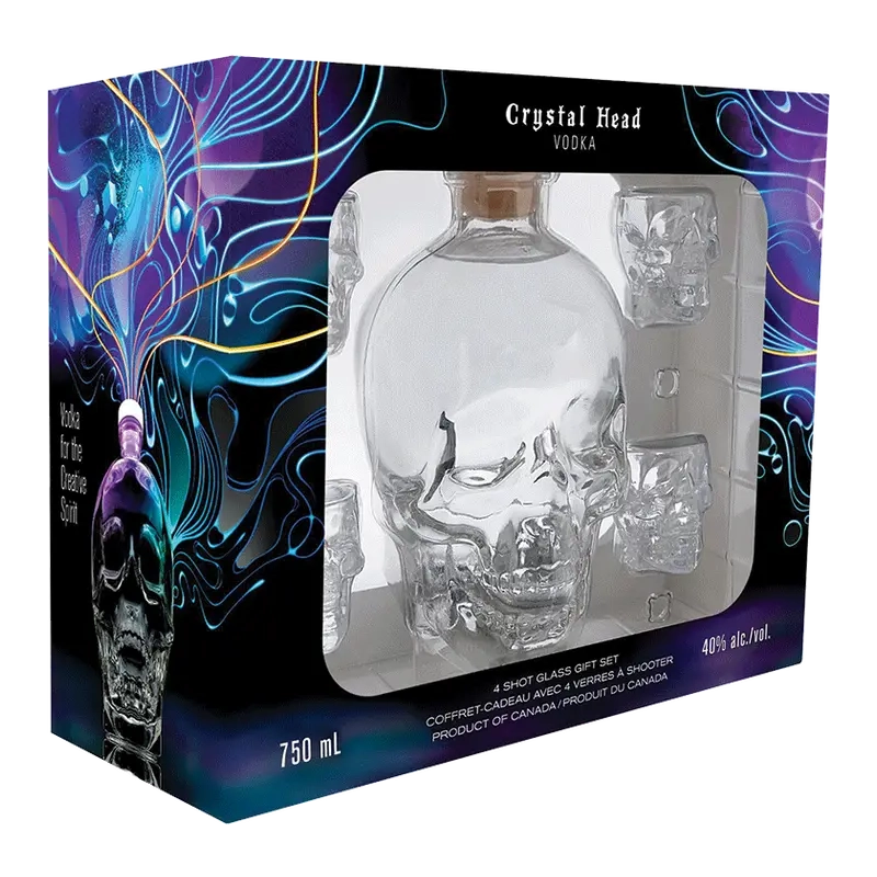 Crystal Head Vodka gift set with shot glasses