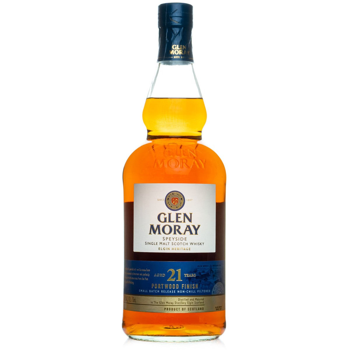 Glen Moray Speyside Single Malt Scotch Elgin Heritage Portwood Finish Whisky 21 year 750 ml