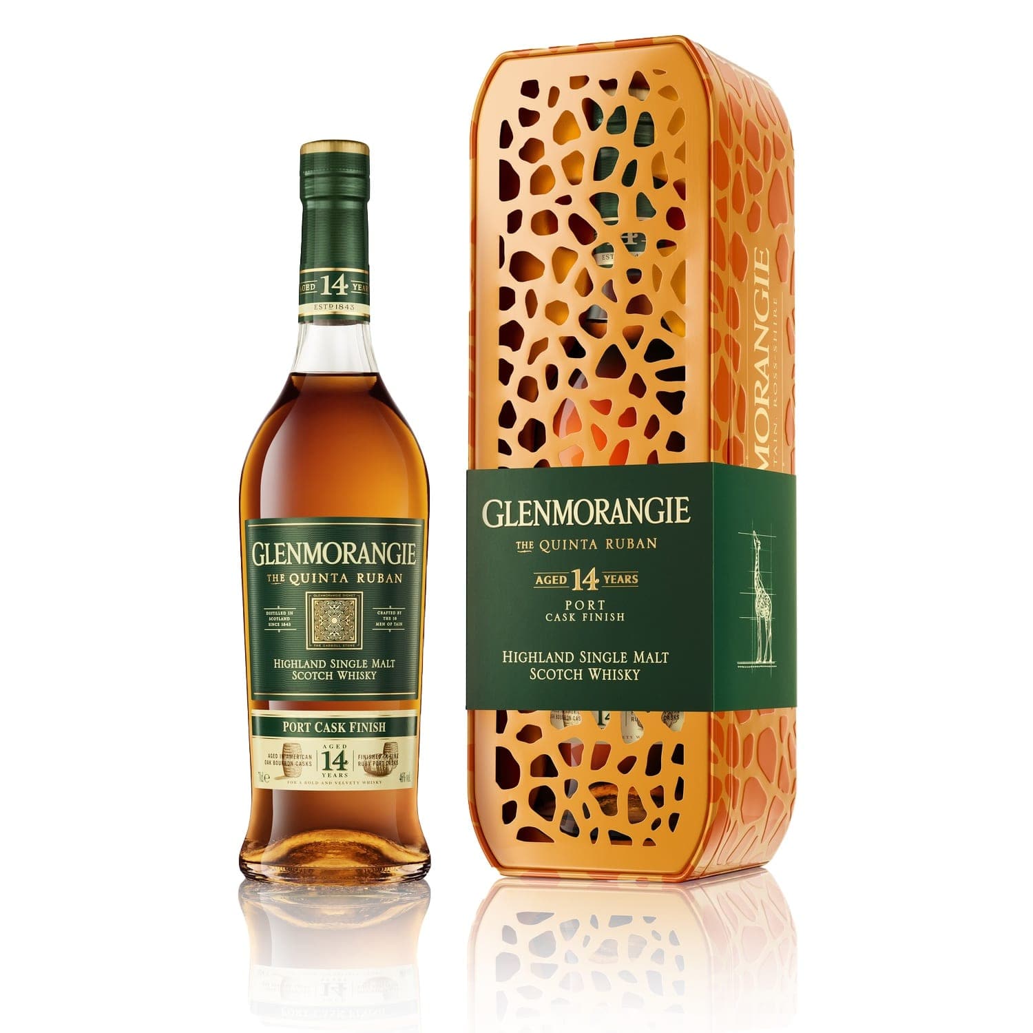 Glenmorangie The Quinta Ruban Giraffe Gin Tin 14 year 750 ml
