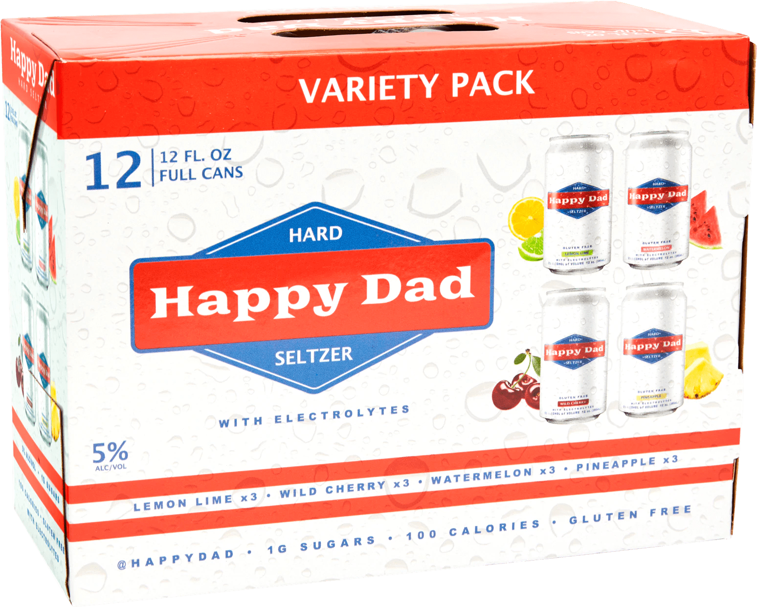 Happy Dad Hard Seltzer Variety Pack (12 Pack) 355ml