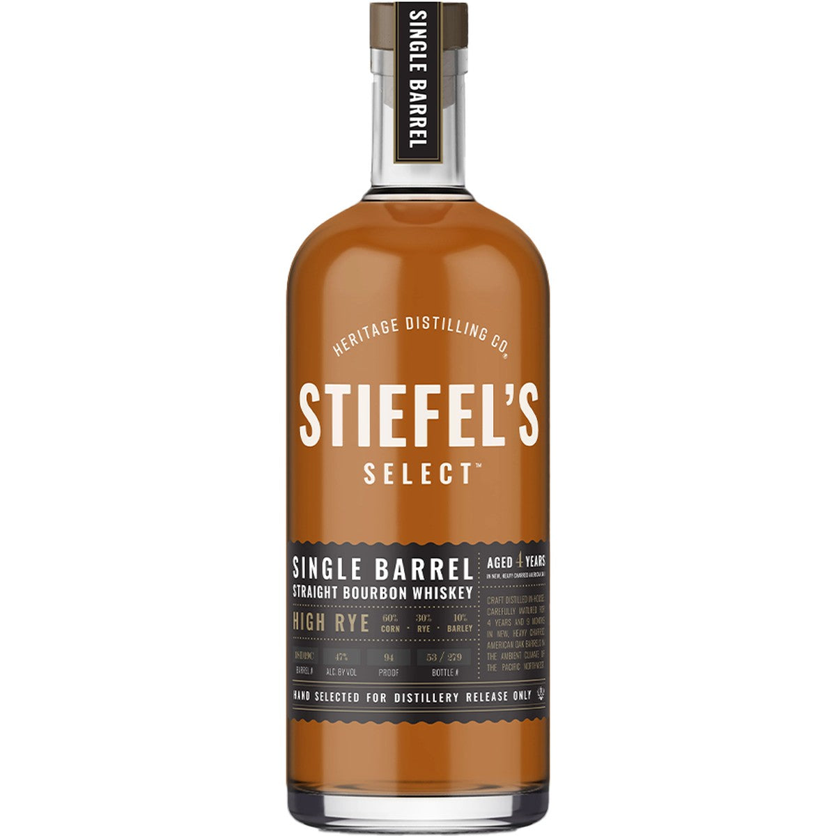 Heritage Distilling Co Stiefel's Singe Barrel High Rye 4 year 750 ml