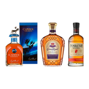 Canadian Icons Trio — Caribou Crossing, Crown Royal Fine De Luxe and Pendleton 750 ml bottles