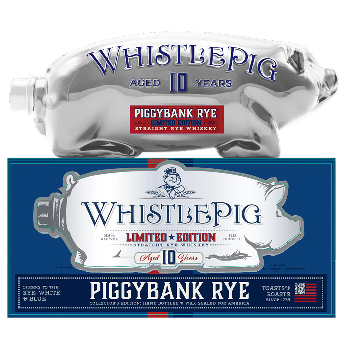 WhistlePig 10 Limited Edition Rye Red White and Blue PiggyBank 1 L