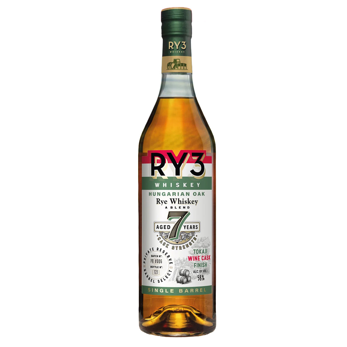 RY3 Whiskey Hungarian Oak 7 Year Tokaji Wine Cask Finish Single barrel 750 ml