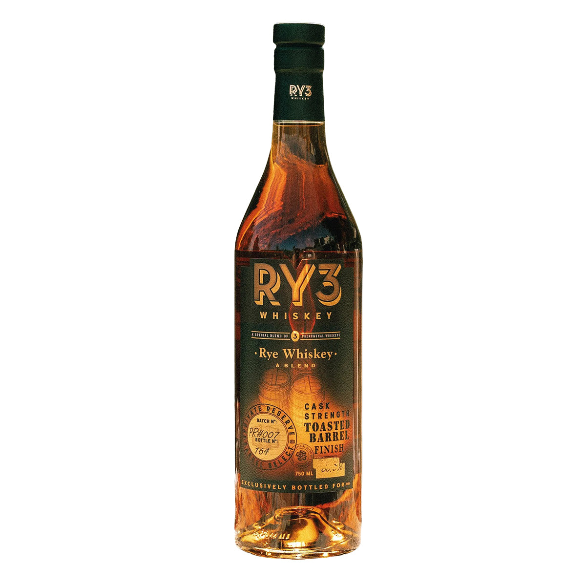 RY3 Toasted Barrel Cask Strength Rye Whiskey 750 ml