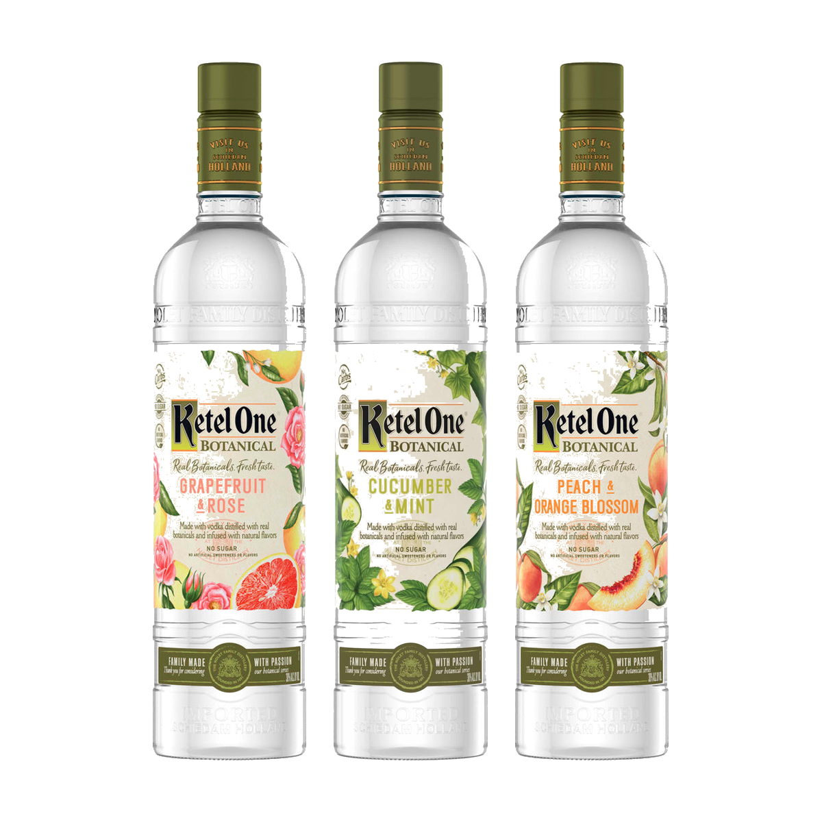 Ketel One Botanical Trio - Grapefruit & Rose, Cucumber & Mint, Peach & Orange Blossom 3 x 750 ml