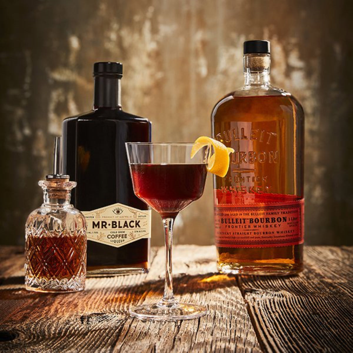 Bulleit Bourbon cocktail with coffee liqueur