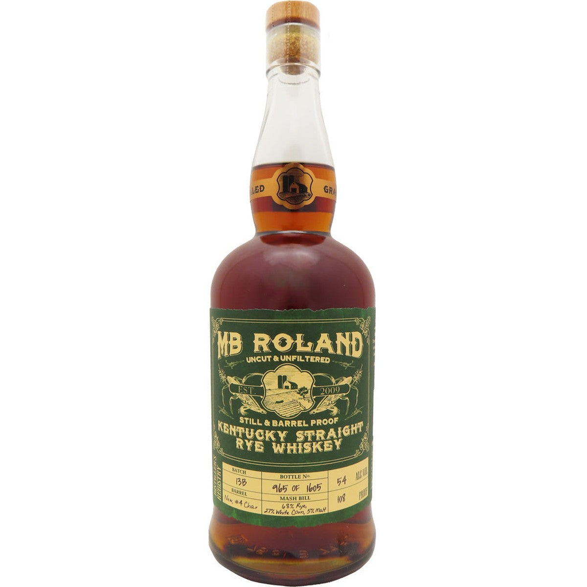 MB Roland Kentucky Straight Rye Whiskey 750 ml