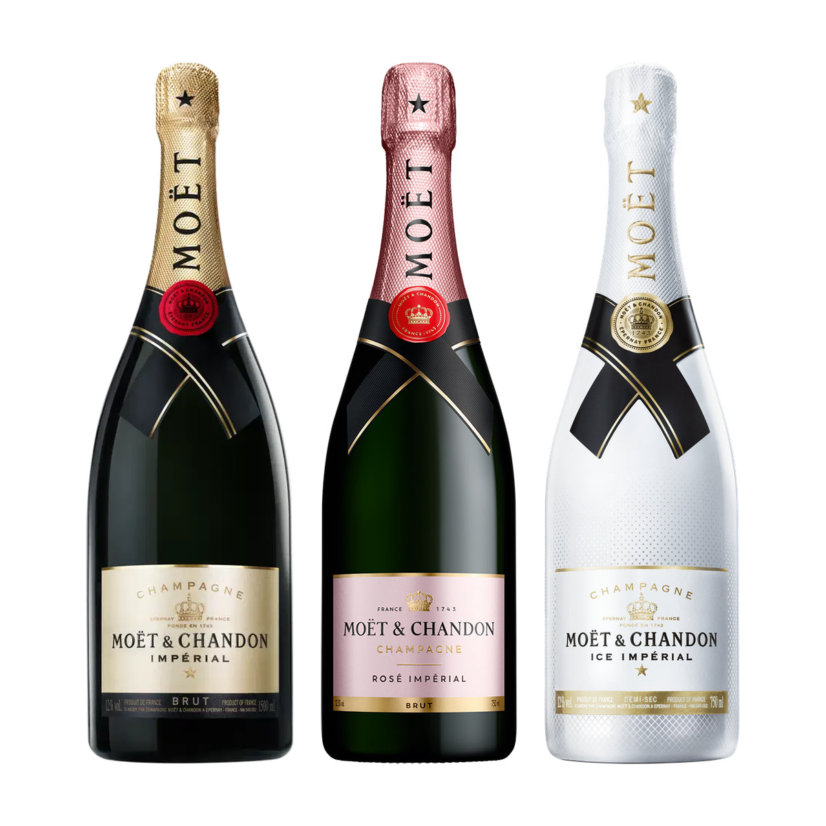 Moët & Chandon Trio - Brut, Rosé & Ice Impérial 3 x 750 ml