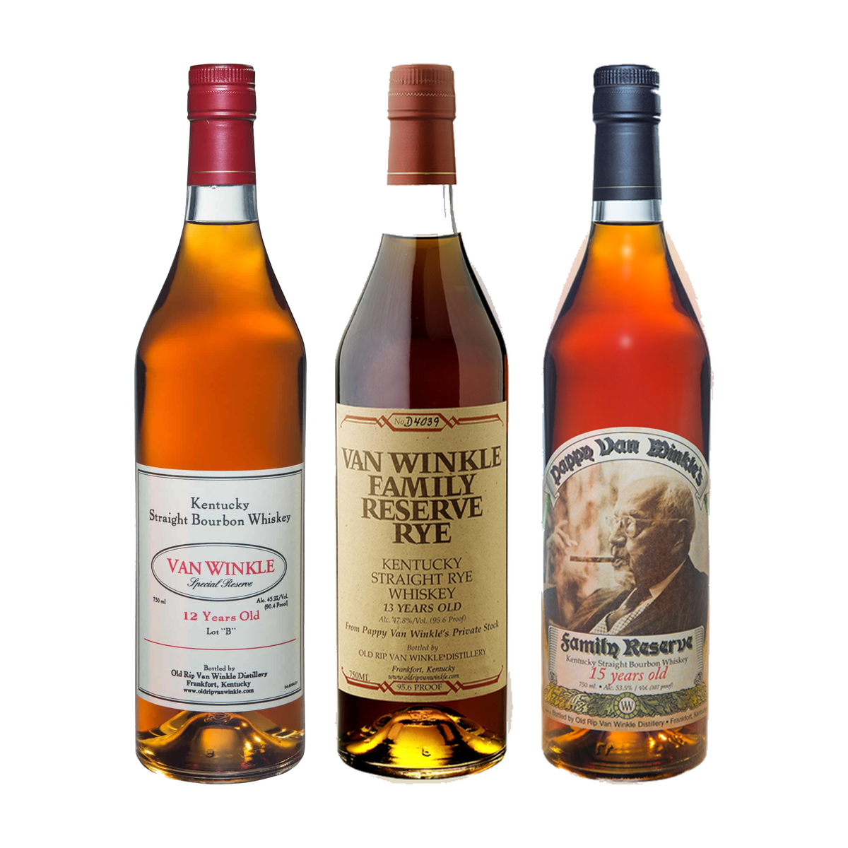 Pappy Van Winkle Bundle - 12 Year, 13 Year Rye & 15 Year 3 x 750 ml