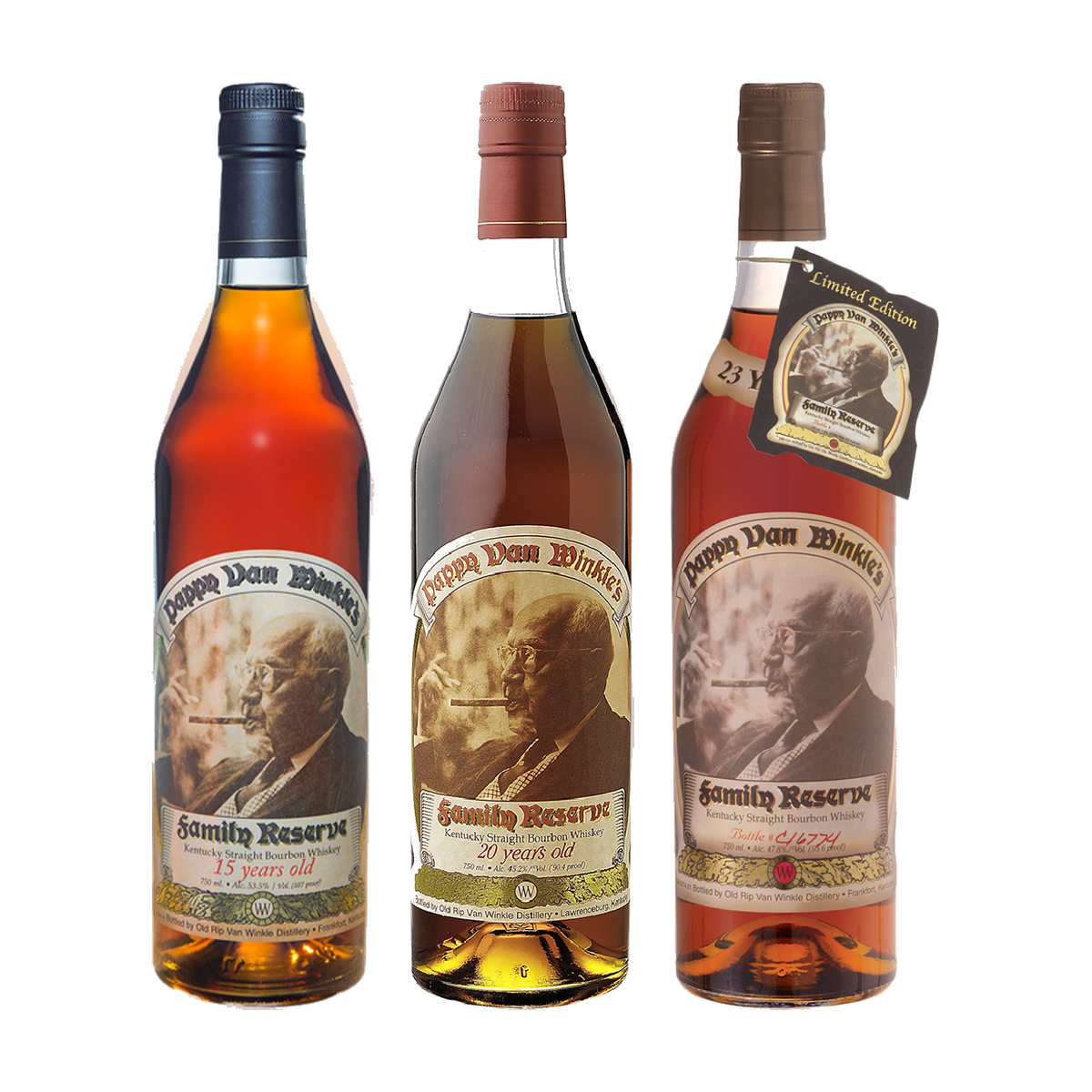 Pappy Van Winkle Vertical Bundle - 15, 20 & 23 Year 3 x 750 ml