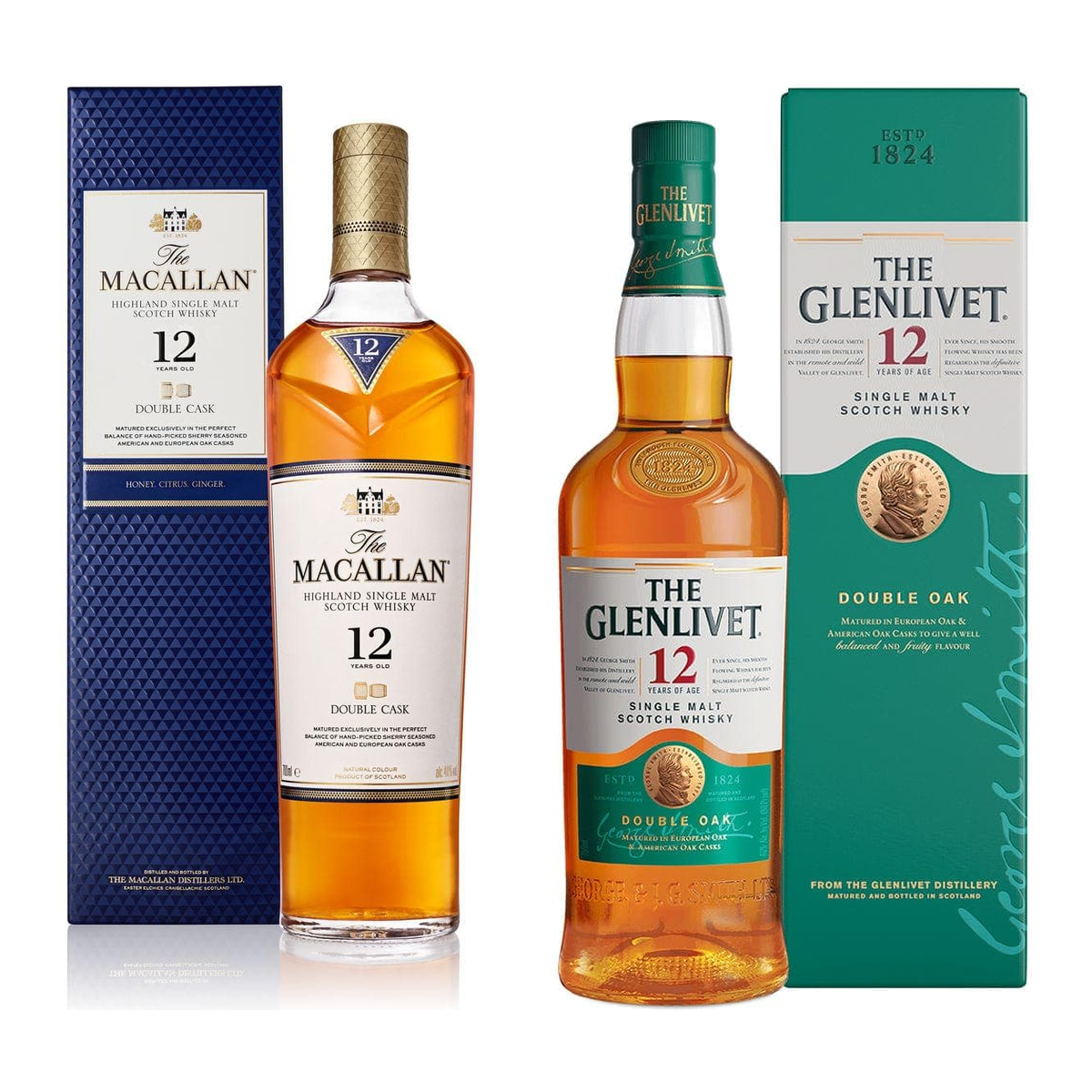 The Macallan 12 Double Cask & Glenlivet 12 Bundle 2 x 750 ml