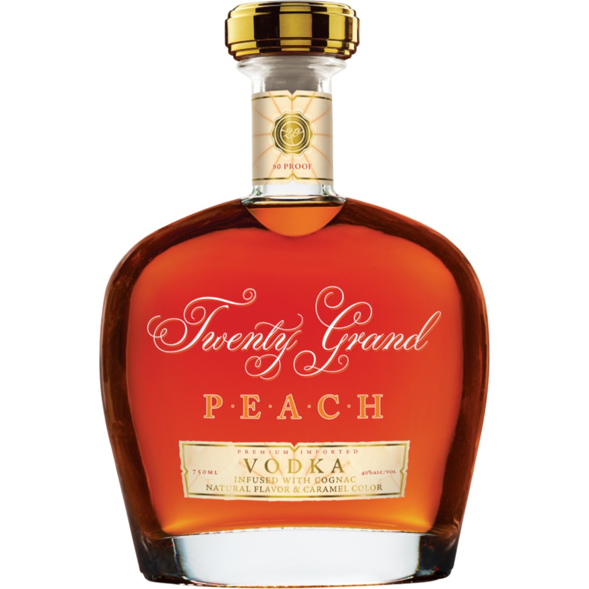 Twenty Grand PEACH VODKA Infused with Cognac 750 ml
